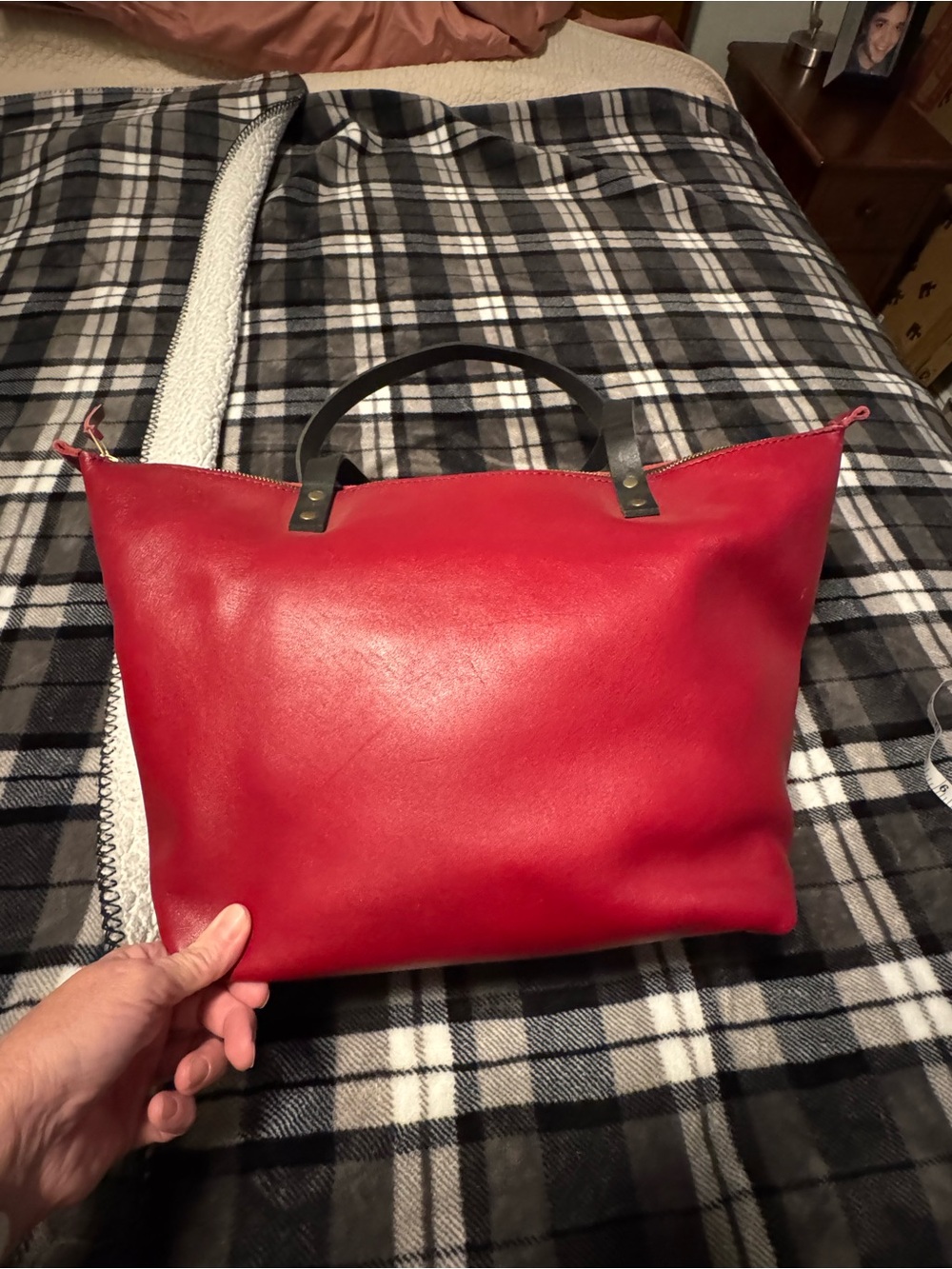 Portland Leather large tote in Cranberry
